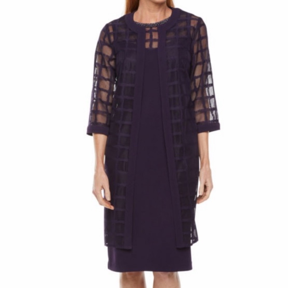 Purple dress with window pane jacket - Picture 3 of 3